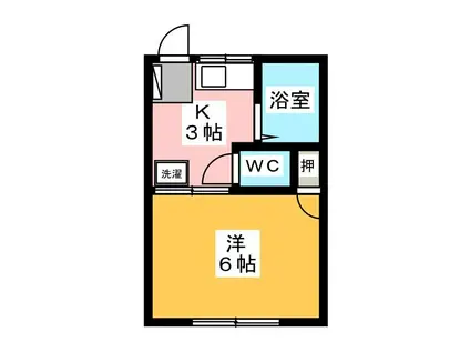 コーポ岡田D棟(1K/1階)の間取り写真