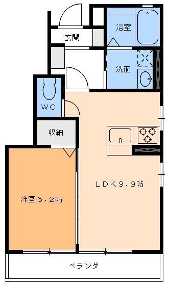 グランツハイム(1LDK/1階)の間取り写真