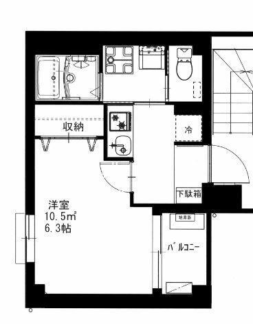 BCASA 西大島(1K/4階)の間取り写真