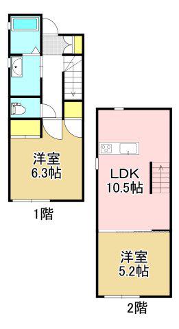 エクリュ光岡 C棟(2LDK/1階)の間取り写真