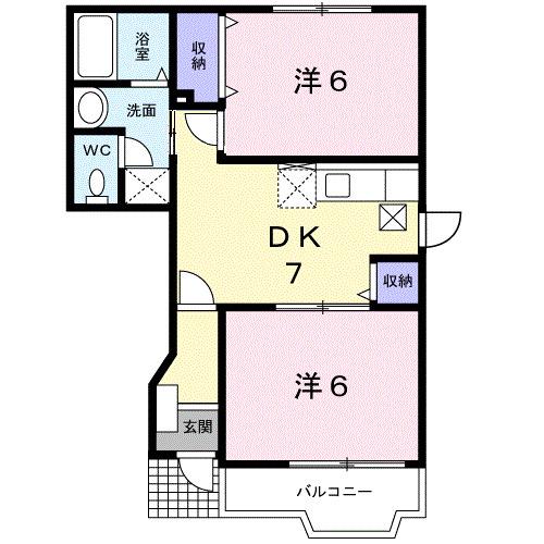 プチハウス堂宮敷(2DK/1階)の間取り写真