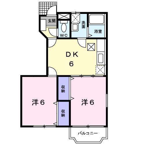 サンパティーク(2DK/1階)の間取り写真