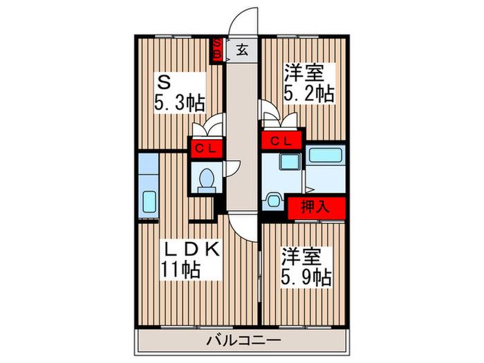 リュウ壱番館(2SLDK/1階)の間取り写真