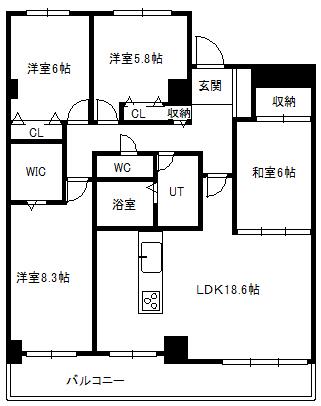 クリオ行啓通参番館(4LDK/10階)の間取り写真