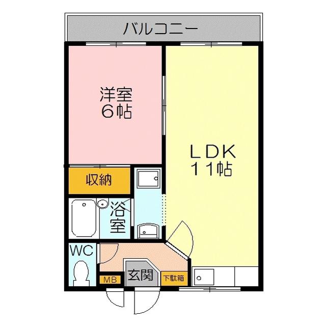 レックハウス ライラック(1LDK/2階)の間取り写真