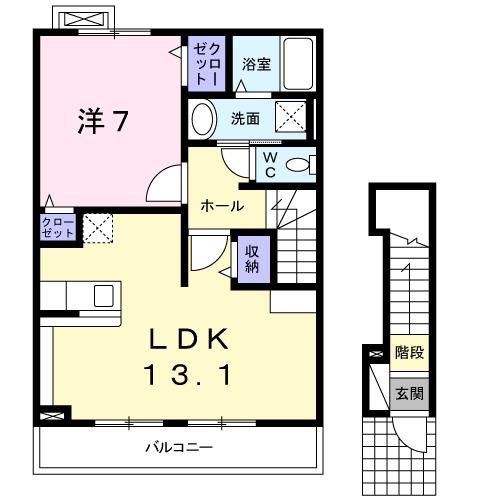 メゾンド・キクチ東石岡(1LDK/2階)の間取り写真