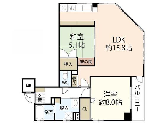 ドミール住吉(2LDK/2階)の間取り写真