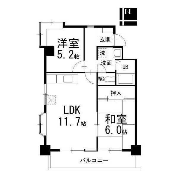 ジュネス21(2LDK/2階)の間取り写真