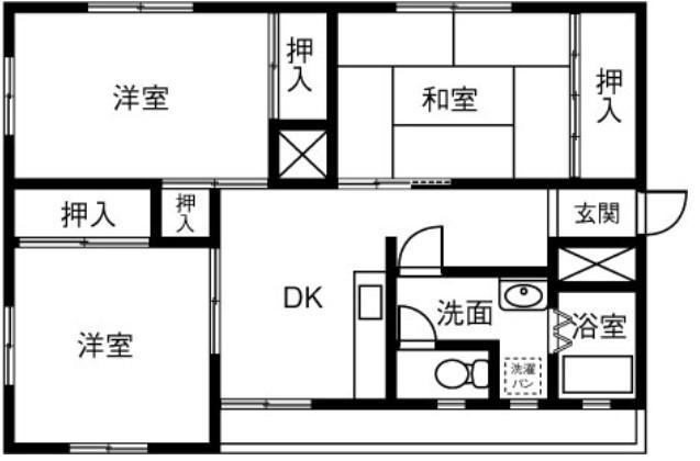 ハイツ長野R棟(3DK/1階)の間取り写真