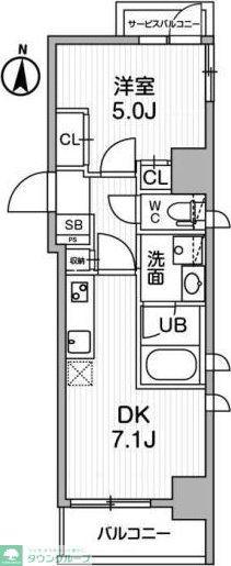 ALTERNA錦糸町(1DK/2階)の間取り写真