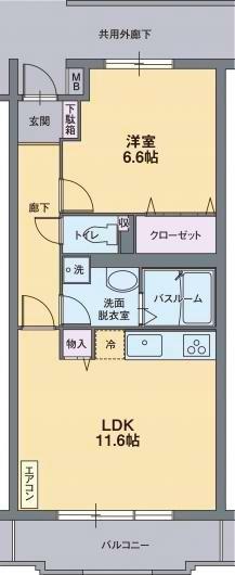 フレシール桜堤(1LDK/3階)の間取り写真