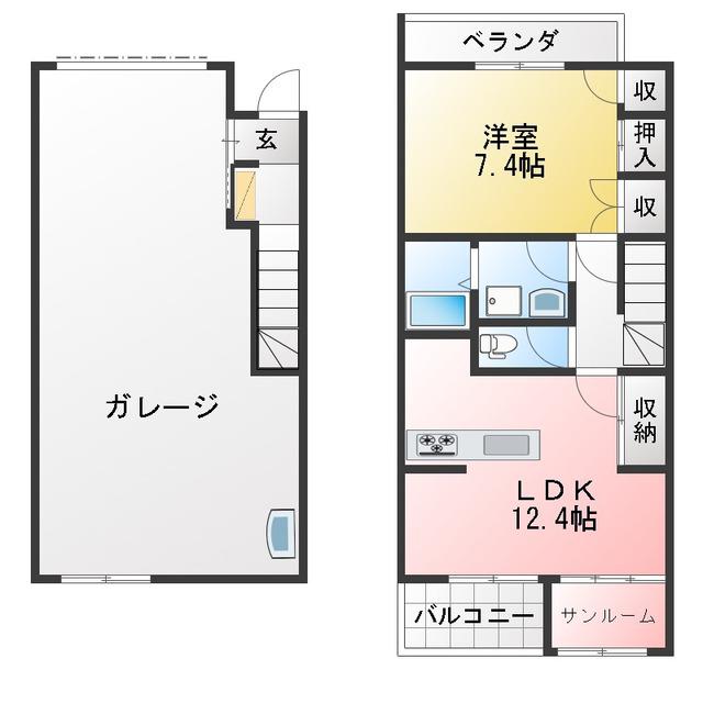 REBORN新町(1SLDK/2階)の間取り写真