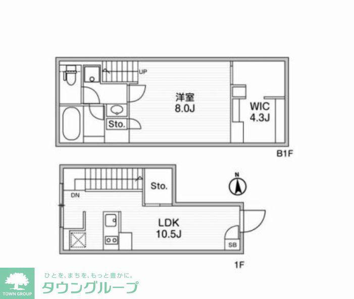 ルクレ自由が丘(1LDK/B1階)の間取り写真