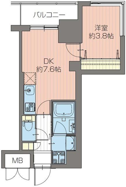 ORSUS新大阪(1DK/13階)の間取り写真