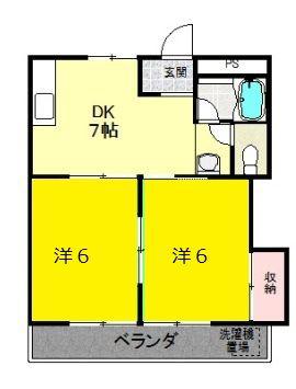 荒川マンション(2DK/3階)の間取り写真