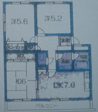 サンハイツ志染(3DK/2階)の間取り写真