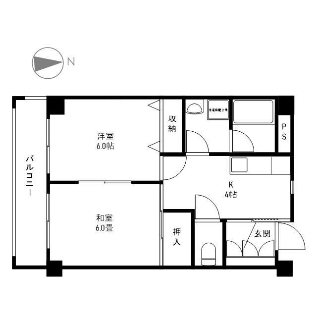 ハイツ蓮池(2K/2階)の間取り写真