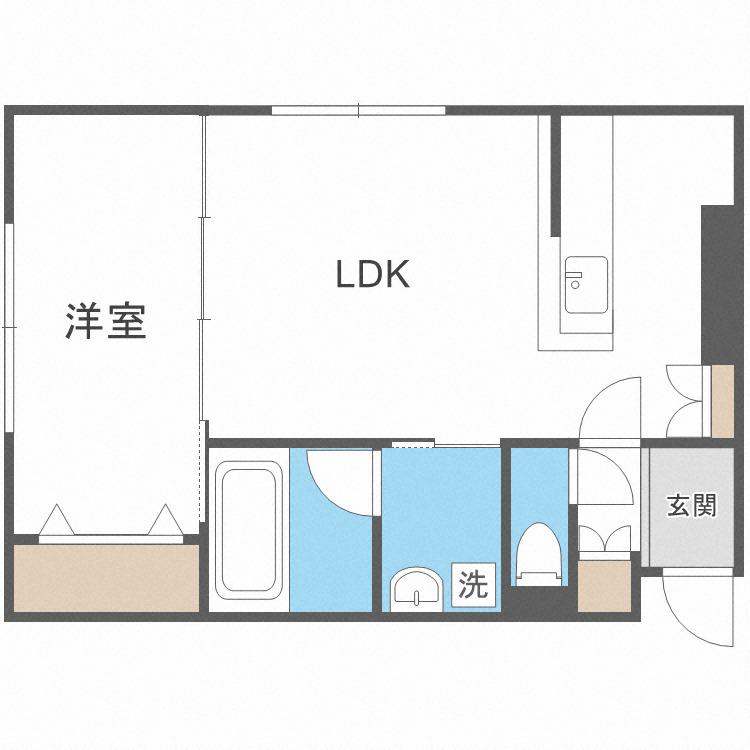 地下鉄東西線 西１８丁目駅 徒歩6分 4階建 築7年(1LDK/3階)の間取り写真