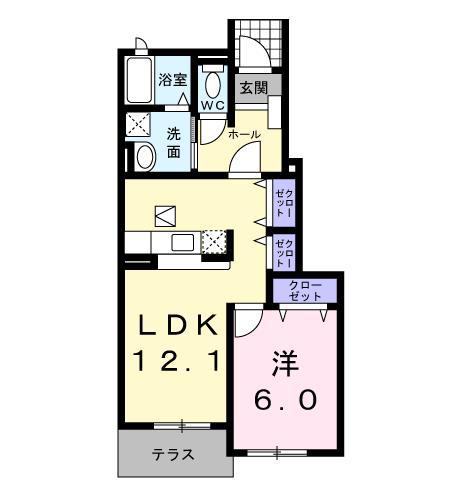 フォレステージII(1LDK/1階)の間取り写真