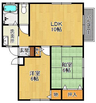 メゾン翠生園(2LDK/1階)の間取り写真