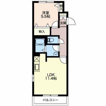 べレオ南笹口I(1LDK/2階)の間取り写真