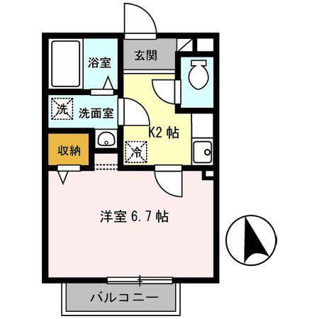 セルベイユIII(1K/2階)の間取り写真
