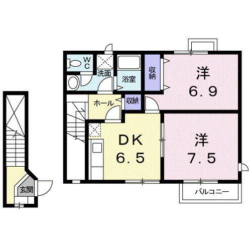 トムテヒュース(2DK/2階)の間取り写真