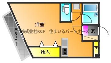 ヴェルデ(ワンルーム/2階)の間取り写真