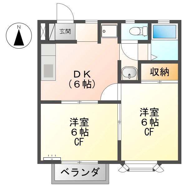 ミスズハイツ(2DK/2階)の間取り写真