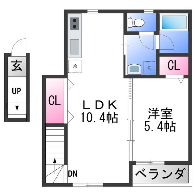 TJ曽屋B(1LDK/2階)の間取り写真
