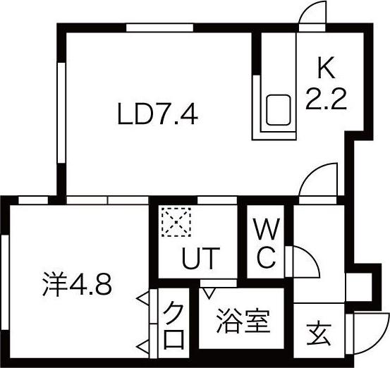 プラティーク平岸(1LDK/4階)の間取り写真