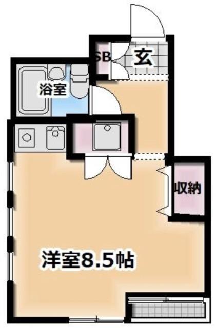白稜ハイム(ワンルーム/2階)の間取り写真