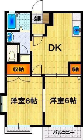 コーポセピア(2DK/2階)の間取り写真