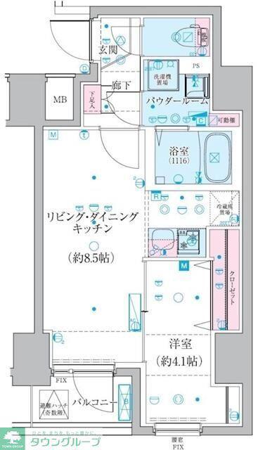 GENOVIA椎名町(1LDK/8階)の間取り写真