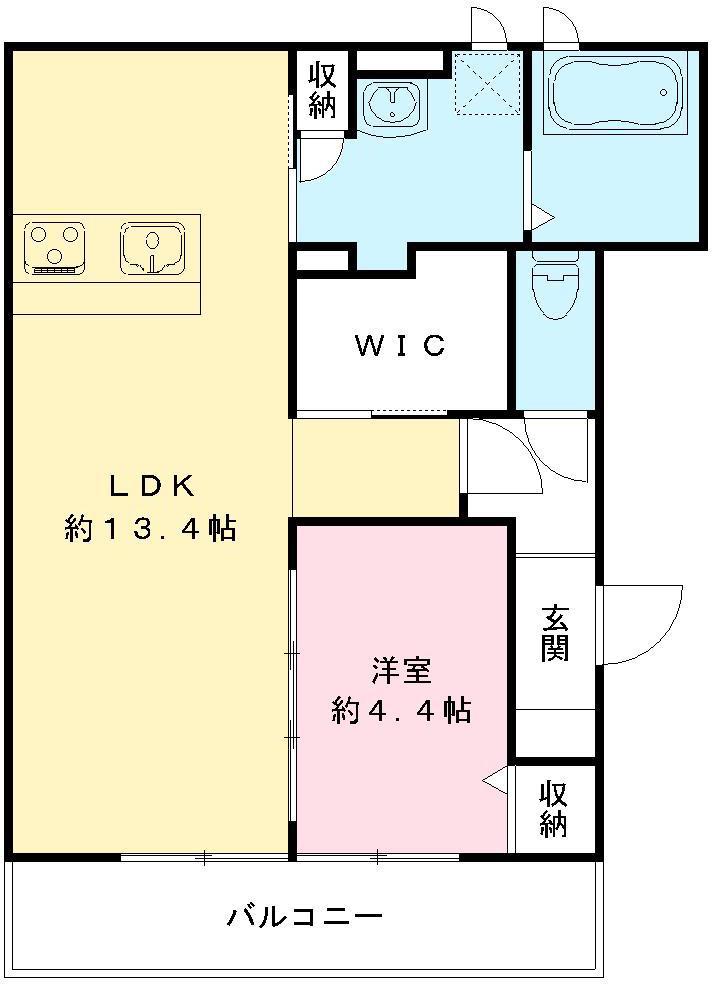 VERDE(1LDK/1階)の間取り写真