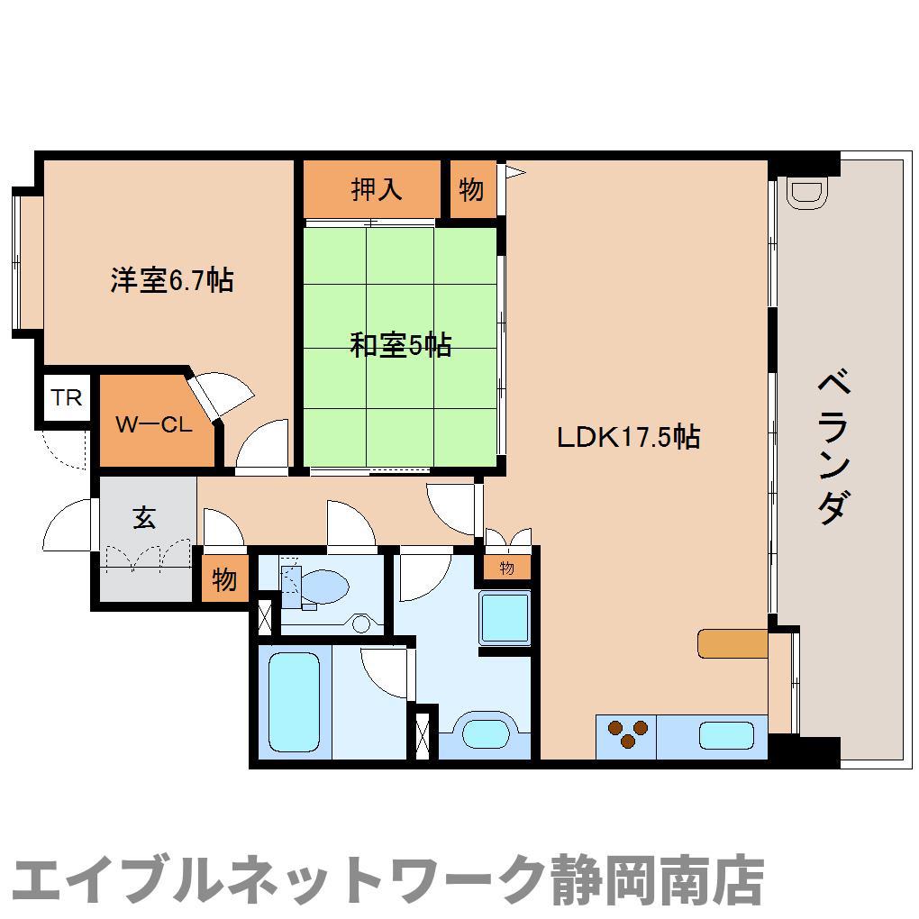 ル・シェモア泉町(2LDK/8階)の間取り写真