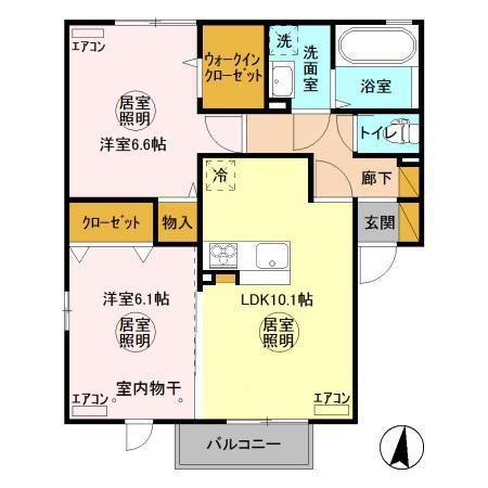 グランマーレ L(2LDK/2階)の間取り写真