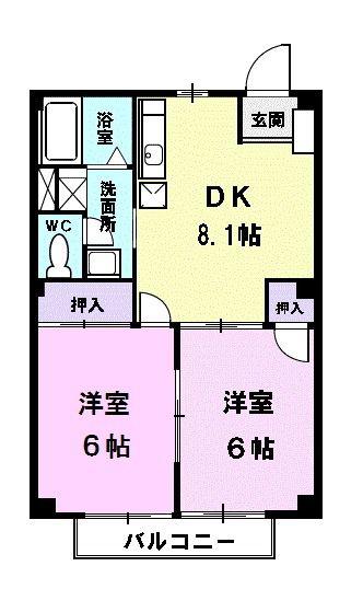 コーポルミエール(2DK/1階)の間取り写真