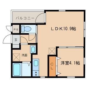 BIG BEAT(1LDK/1階)の間取り写真