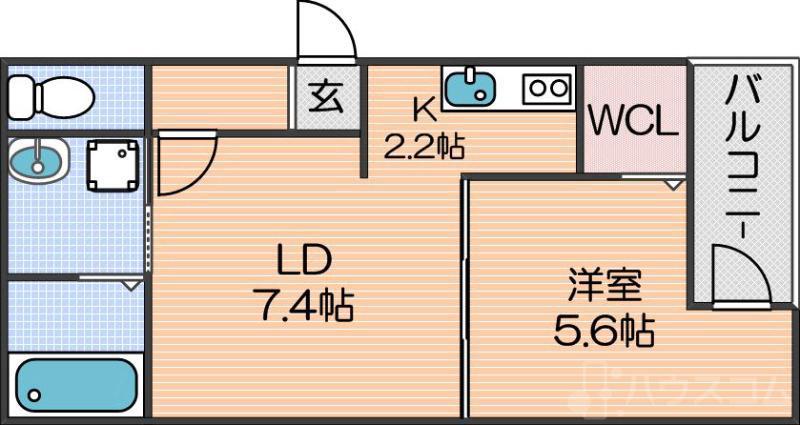 フジパレス住吉我孫子前I番館(1LDK/2階)の間取り写真