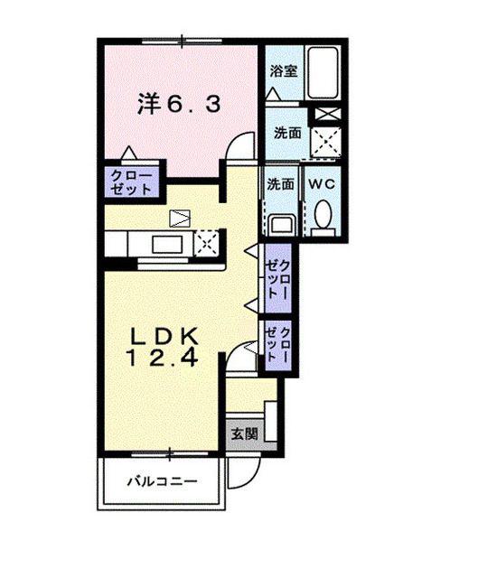 レジデンスヒロA(1LDK/1階)の間取り写真