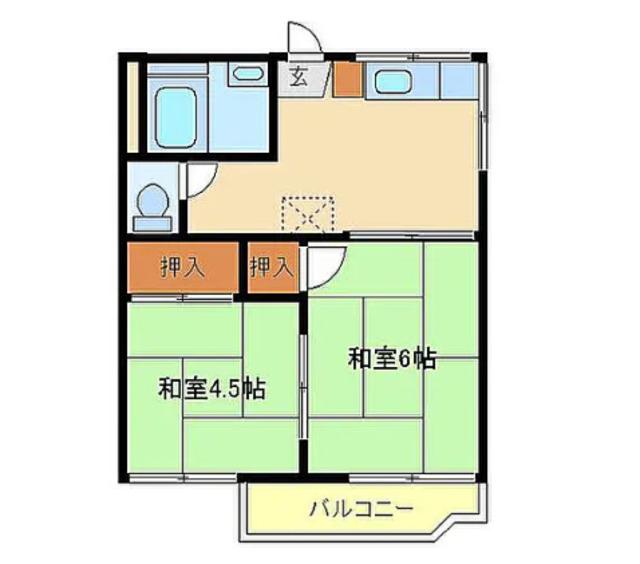 コーポ黒河(2DK/2階)の間取り写真