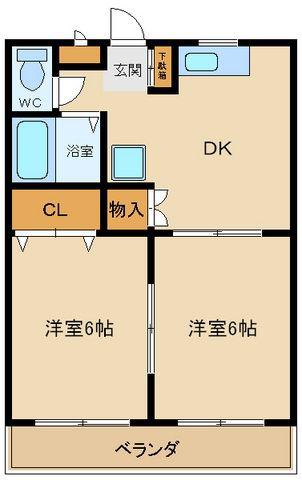 メゾン高橋A(2DK/1階)の間取り写真