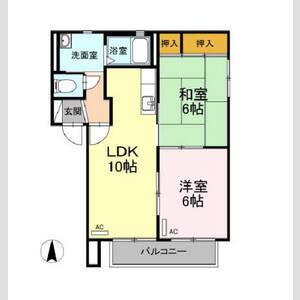 バリュージュ片西(2LDK/2階)の間取り写真