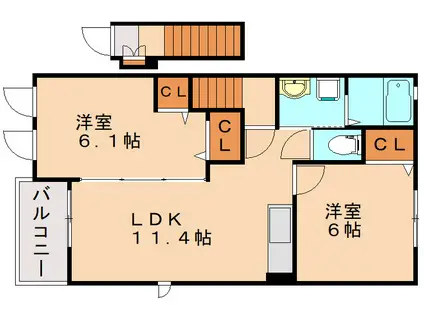 グレイス上三緒(2LDK/2階)の間取り写真