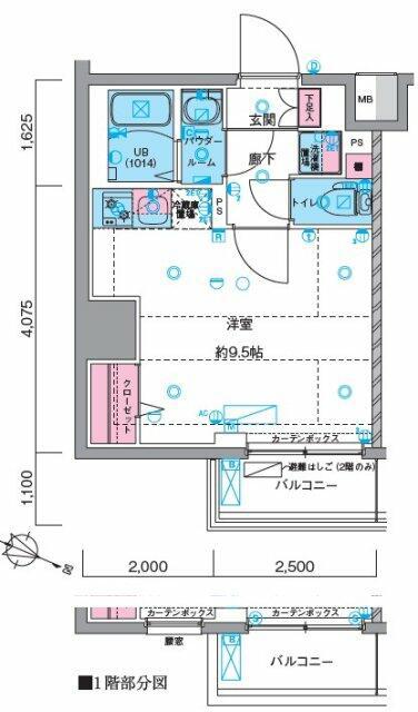 GENOVIA瑞江(ワンルーム/1階)の間取り写真