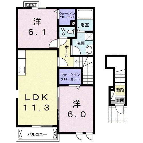 レスポワールからつ(2LDK/2階)の間取り写真