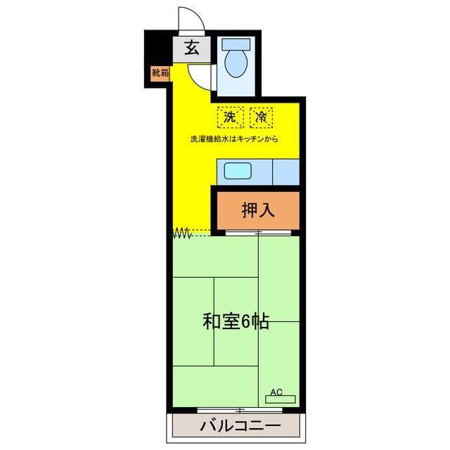 アルプスハイツ(ワンルーム/2階)の間取り写真