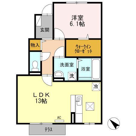 ボナール瑞穂(1LDK/1階)の間取り写真