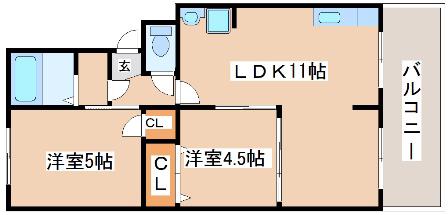 CASA BELLEZZA(2LDK/1階)の間取り写真